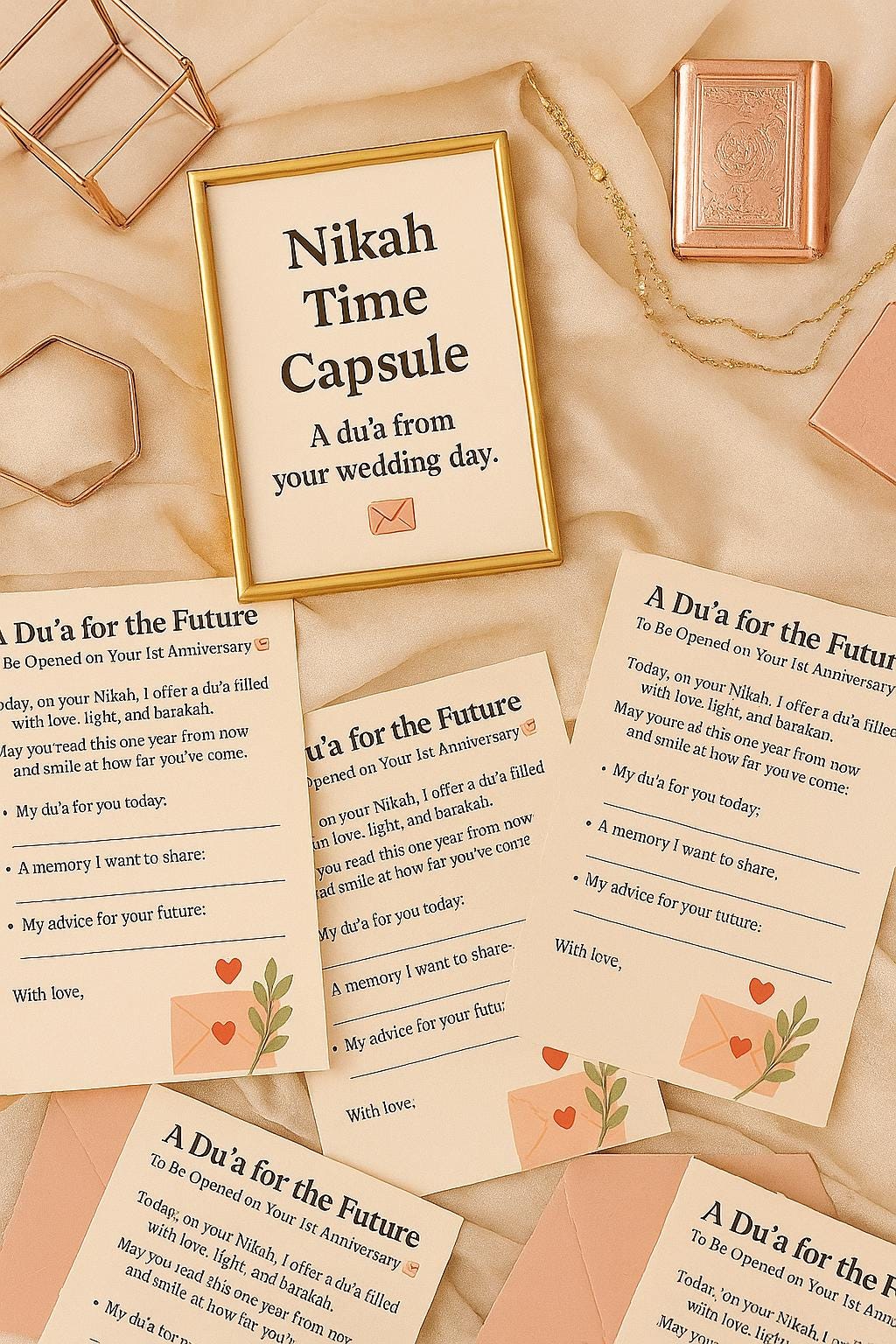 Islamic Wedding Time Capsule Cards: Nikah Anniversary Du'a Guest Book Alternative