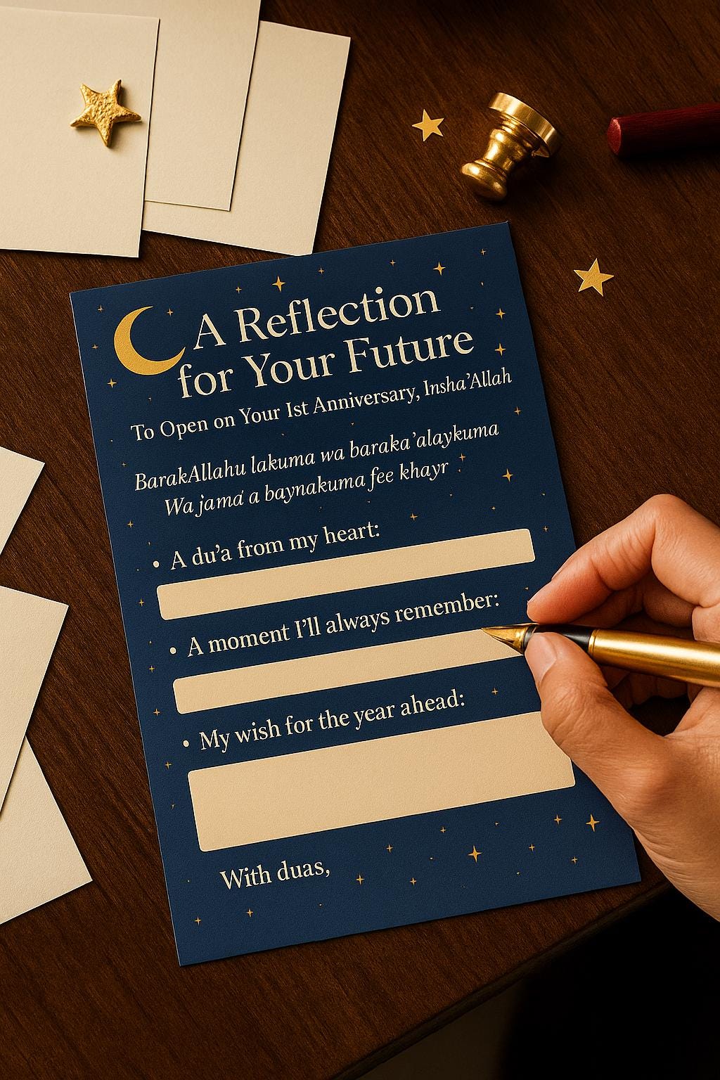 Nikah Time Capsule Cards: Islamic Wedding Anniversary Keepsake with Wax Seal