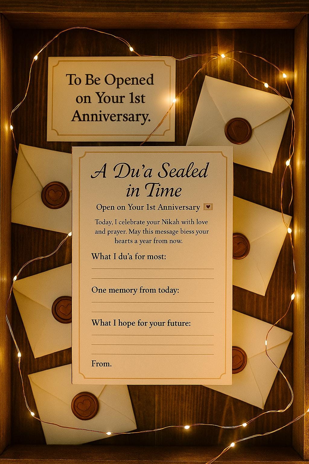 Nikah Time Capsule Du'a Card: Islamic Wedding Guest Keepsake