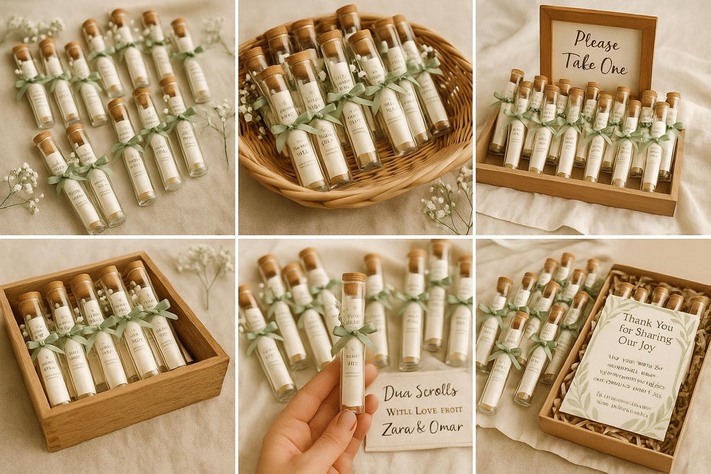 Islamic Wedding Favor: Du’ā Scroll, Wooden Cork & Ribbon - Nikah Gift