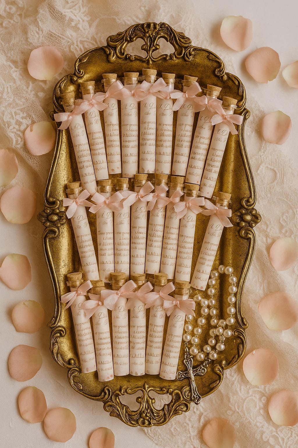 Islamic Wedding Favor: Du'a Scroll in Glass Tube with Ribbon