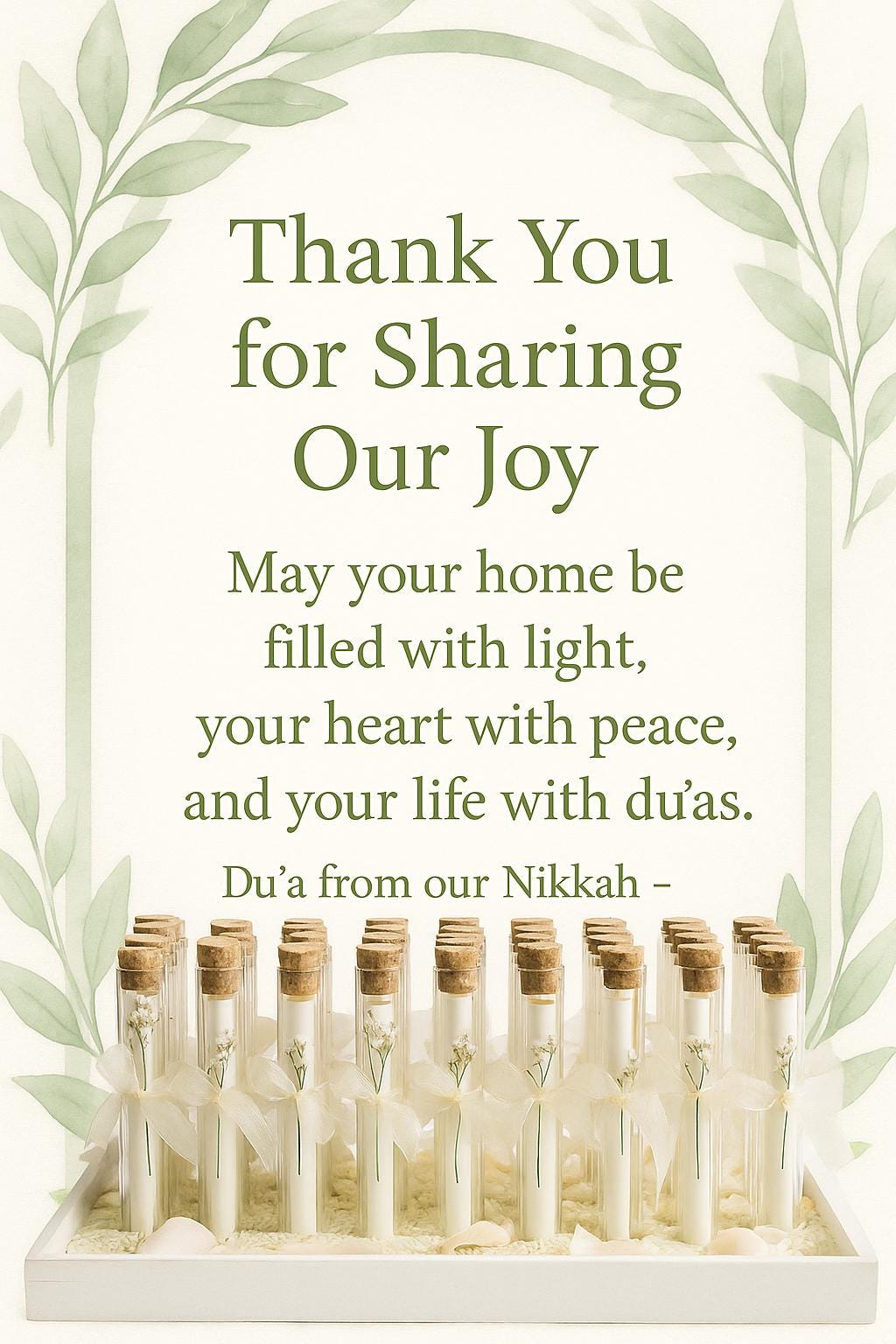 Islamic Wedding Favor: Du’ā Scroll, Wooden Cork & Ribbon - Nikah Gift