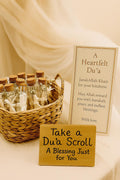 Islamic Wedding Favor: Du'a Scroll in Glass Tube with Baby's Breath