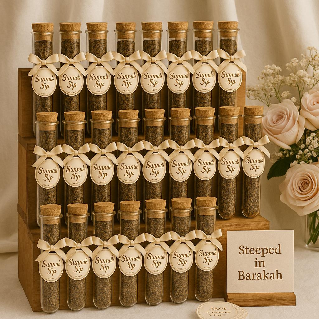 Sunnah Sip Islamic Wedding Favors (Set of 50): Halal Tea, Luxe Du’a Keepsake