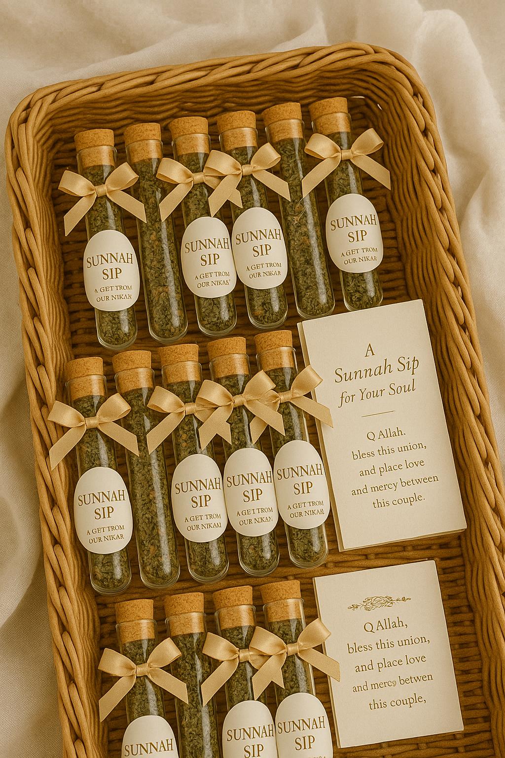 Sunnah Sip Islamic Wedding Favors (Set of 50): Halal Tea, Luxe Du’a Keepsake