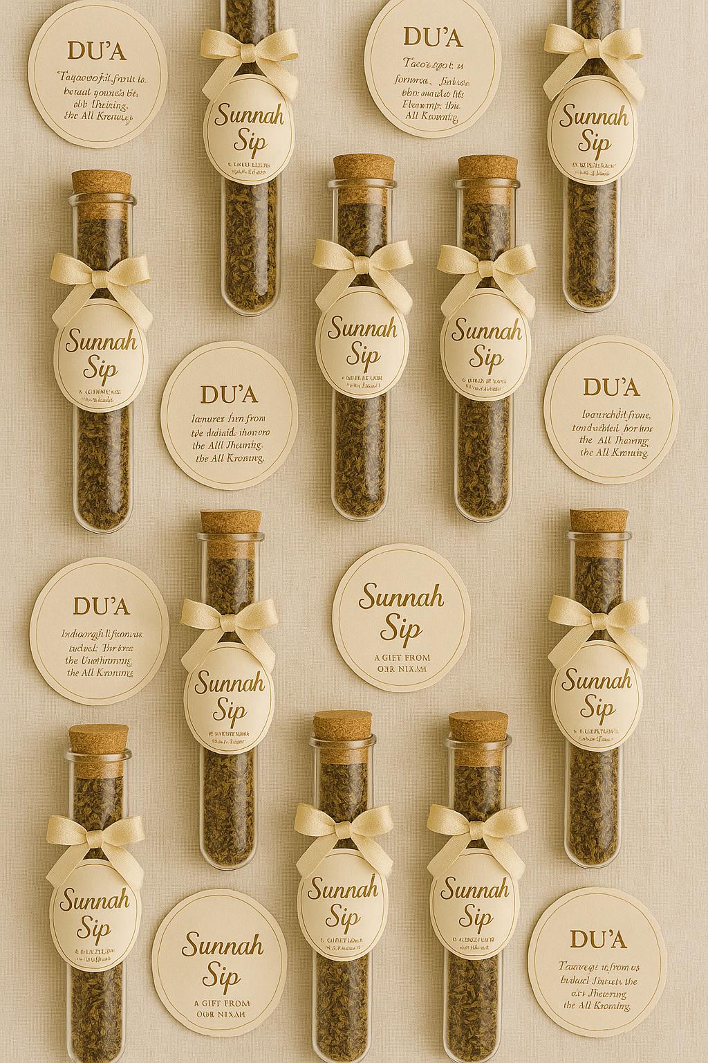 Sunnah Sip Islamic Wedding Favors (Set of 50): Halal Tea, Luxe Du’a Keepsake