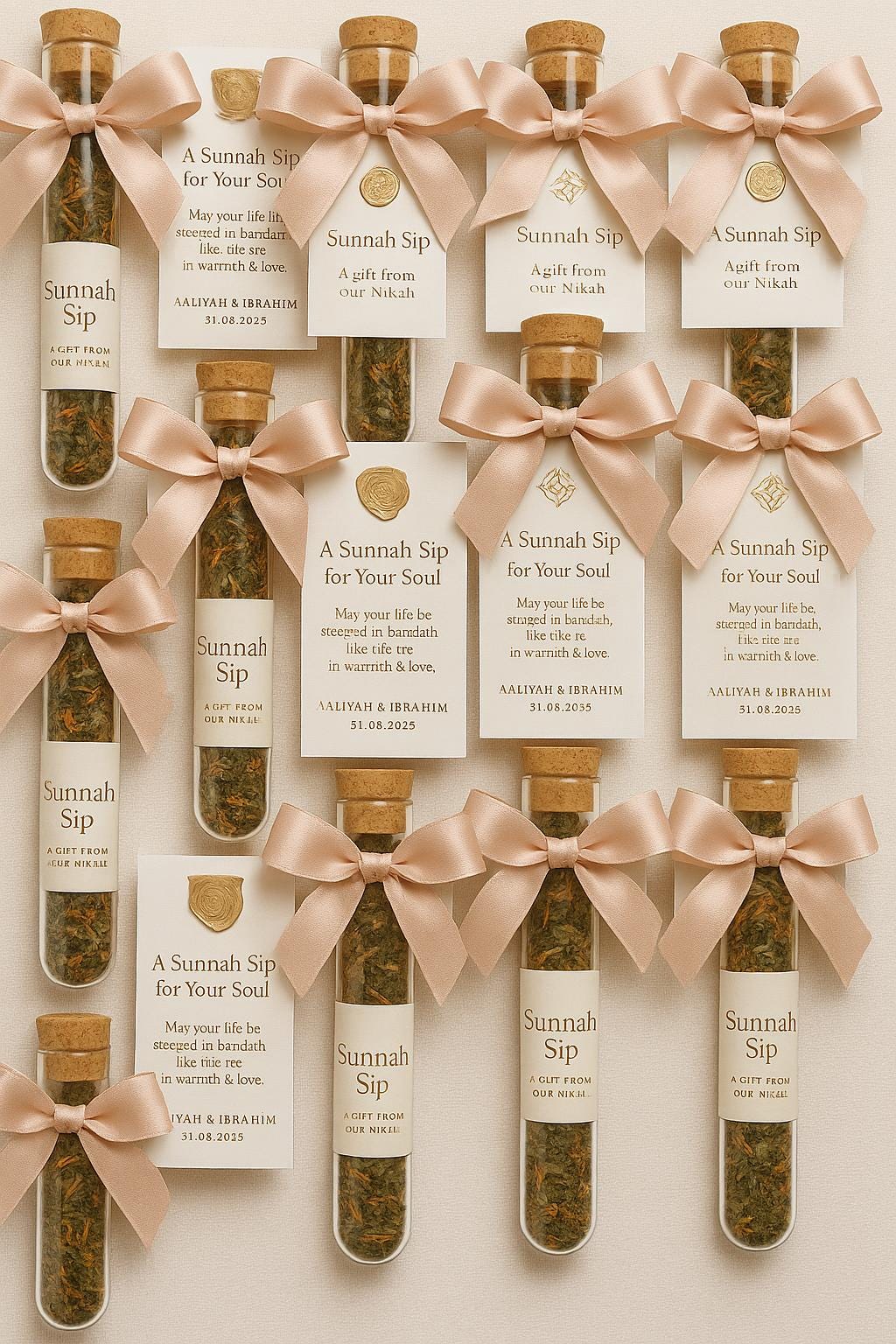 Sunnah Sip Islamic Wedding Favors (Set of 50): Halal Tea, Luxe Du’a Keepsake