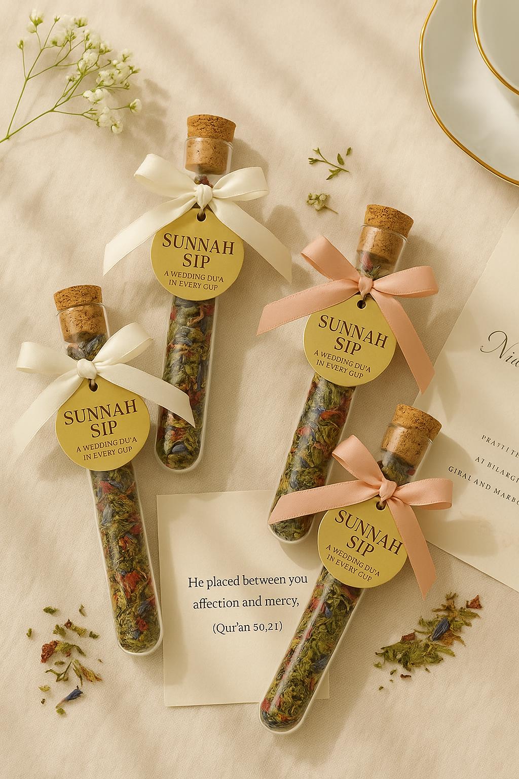 Sunnah Sip Islamic Wedding Favors (Set of 50): Halal Tea, Luxe Du’a Keepsake
