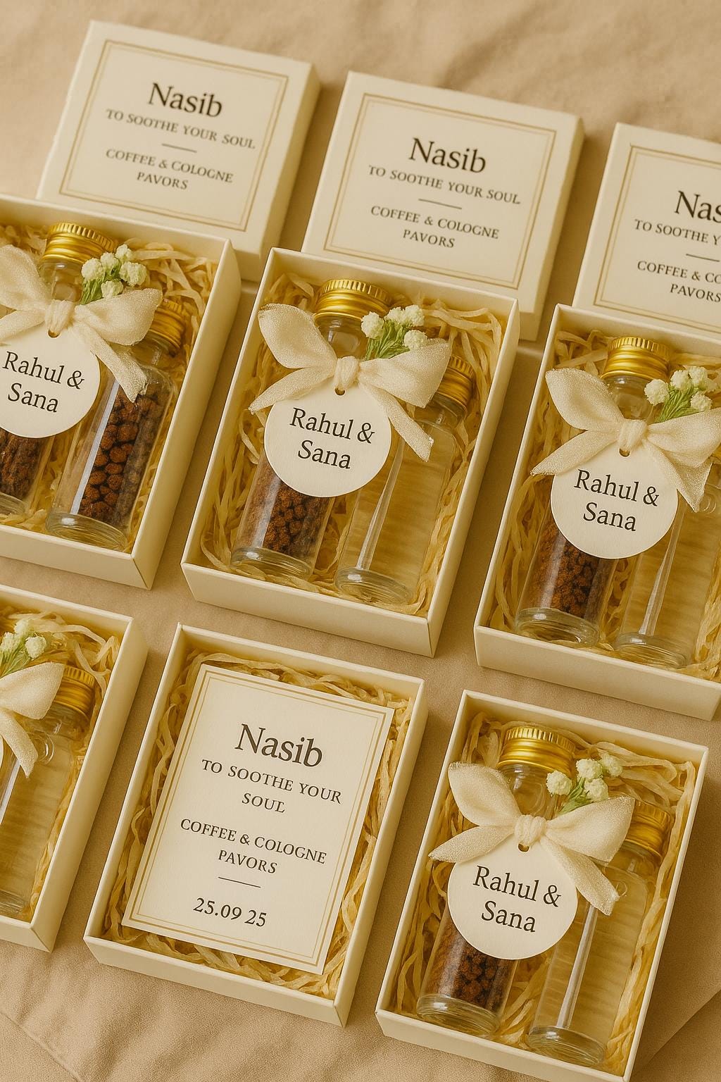 Islamic Wedding Favor Set: Coffee & Halal Oud Fragrance - Nikah Gift Box