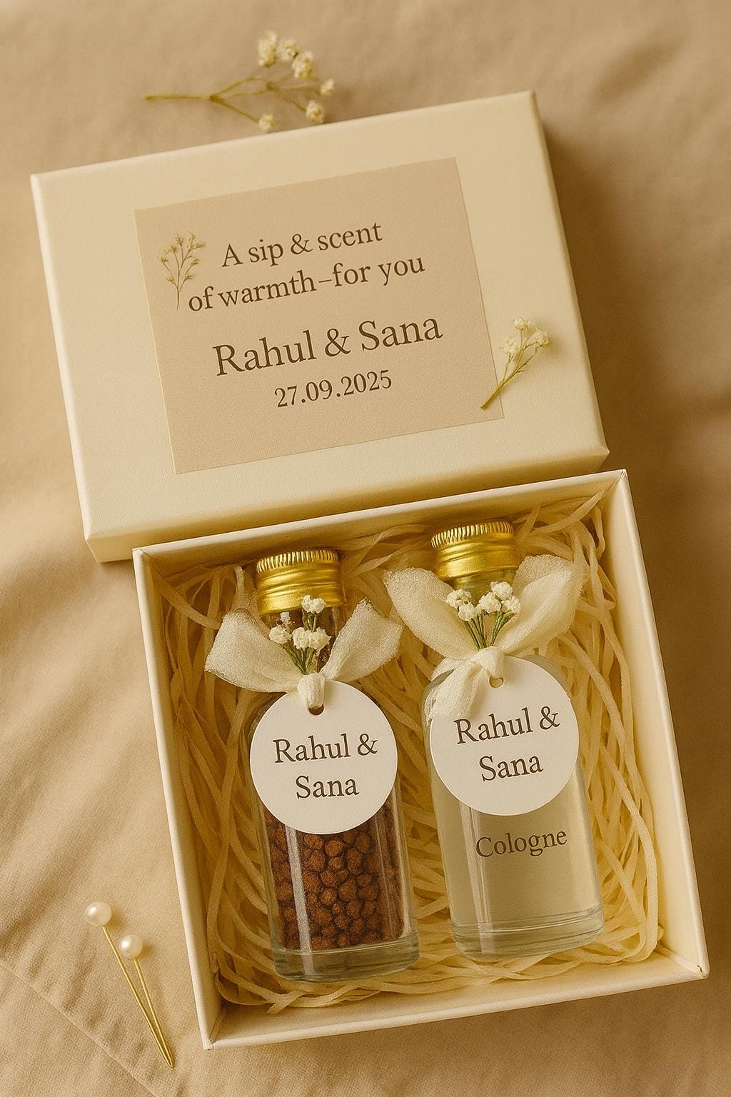 Islamic Wedding Favor Set: Coffee & Halal Oud Fragrance - Nikah Gift Box