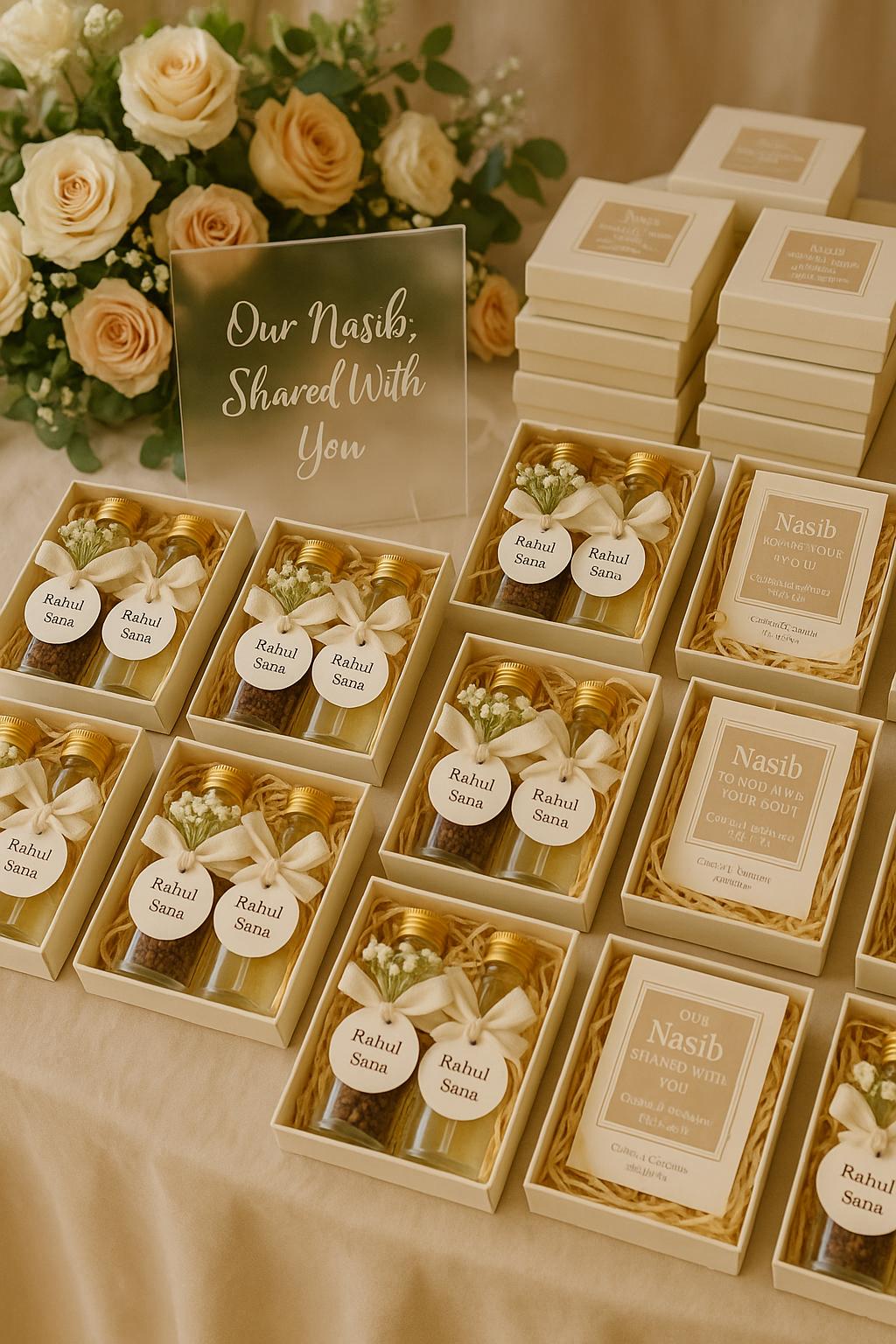 Islamic Wedding Favor Set: Coffee & Halal Oud Fragrance - Nikah Gift Box