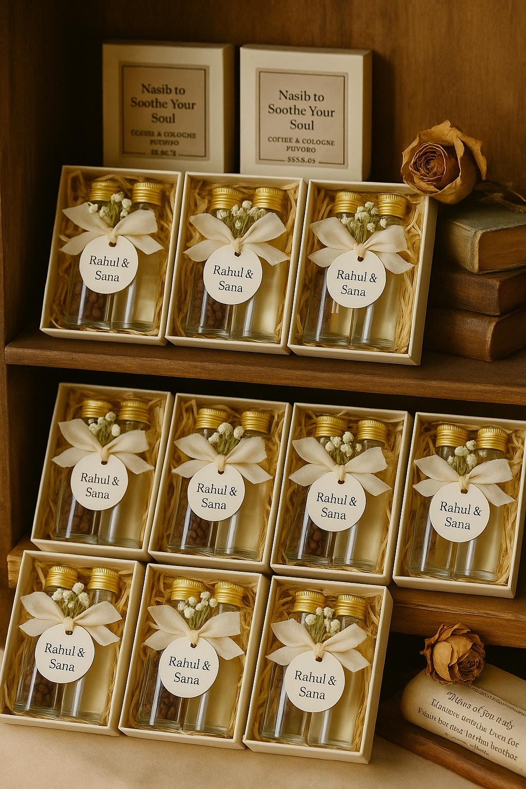 Islamic Wedding Favor Set: Coffee & Halal Oud Fragrance - Nikah Gift Box
