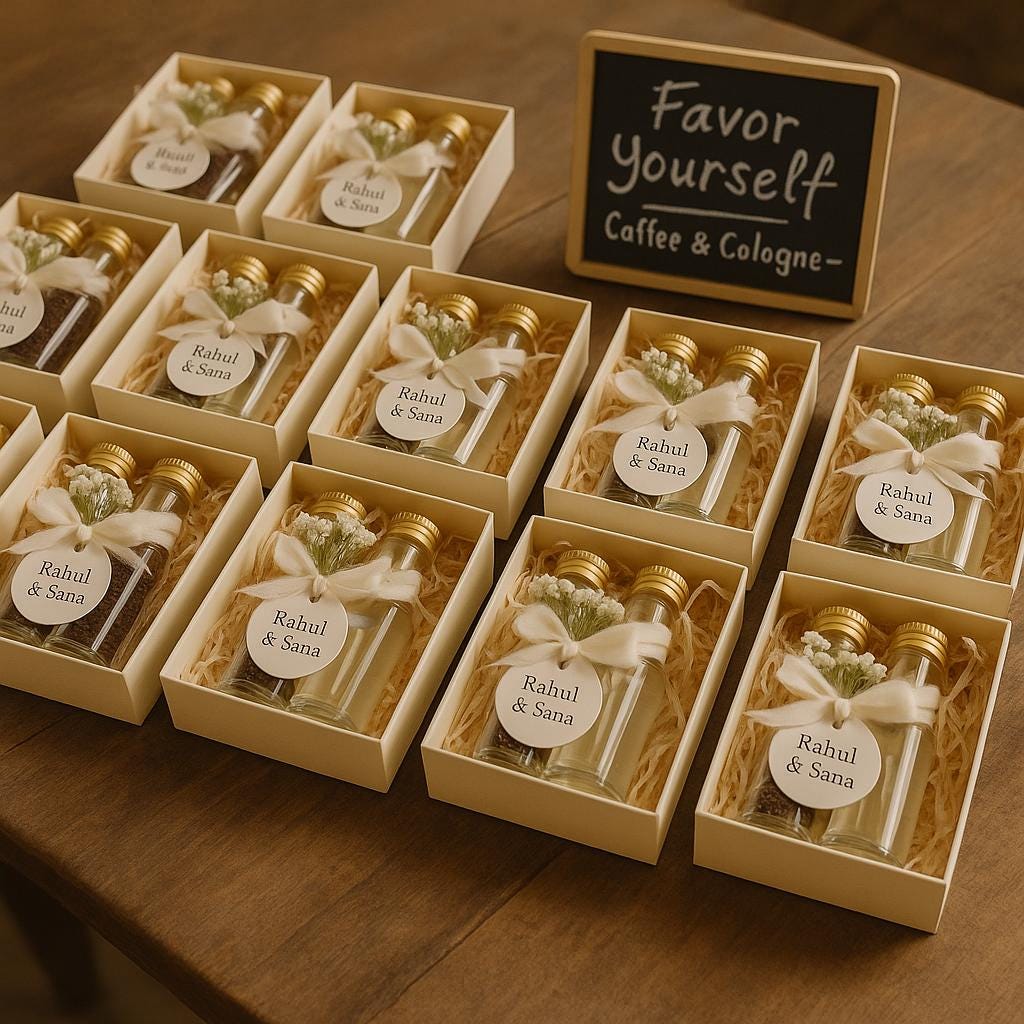 Islamic Wedding Favor Set: Coffee & Halal Oud Fragrance - Nikah Gift Box