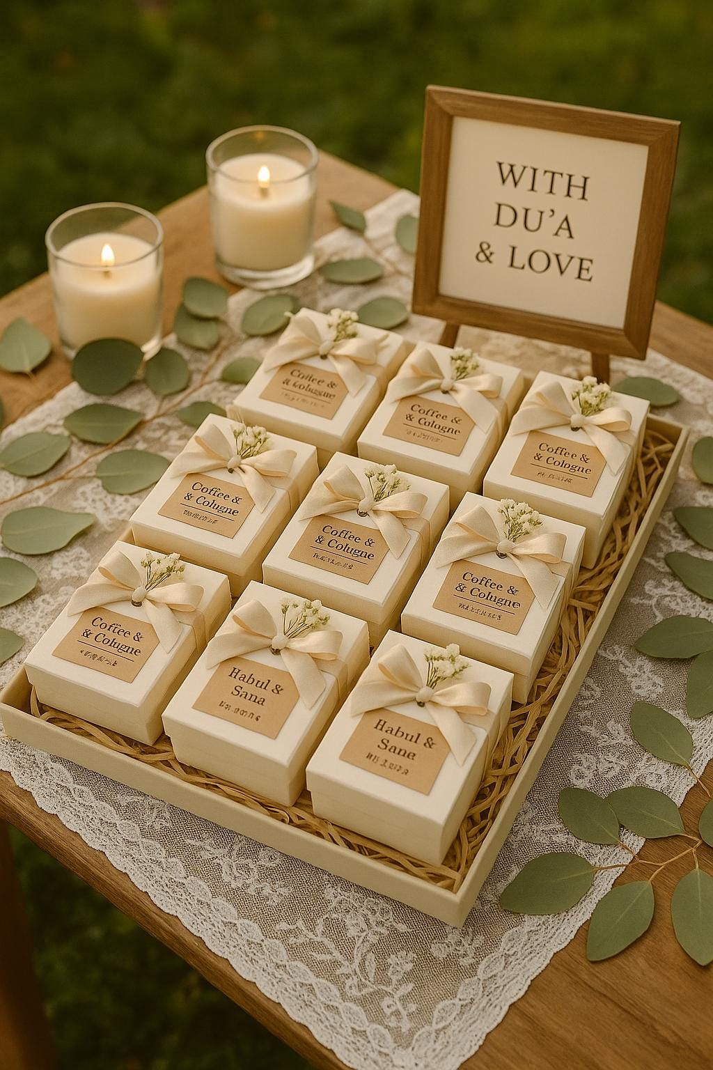 Islamic Wedding Favor Set: Coffee & Halal Oud Fragrance - Nikah Gift Box