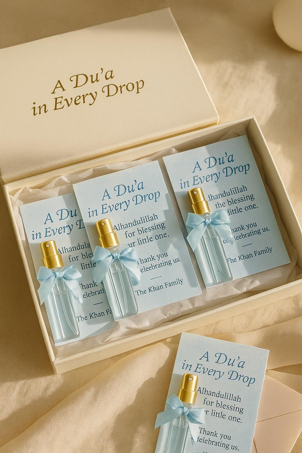 Islamic Baby Shower Favor Card: Perfume Bottle Keepsake