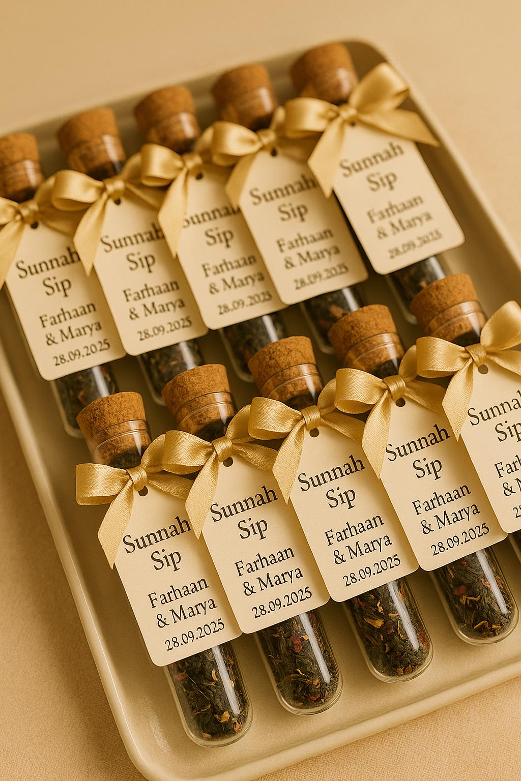Sunnah Sip Islamic Wedding Favors (Set of 50): Halal Tea, Luxe Du’a Keepsake