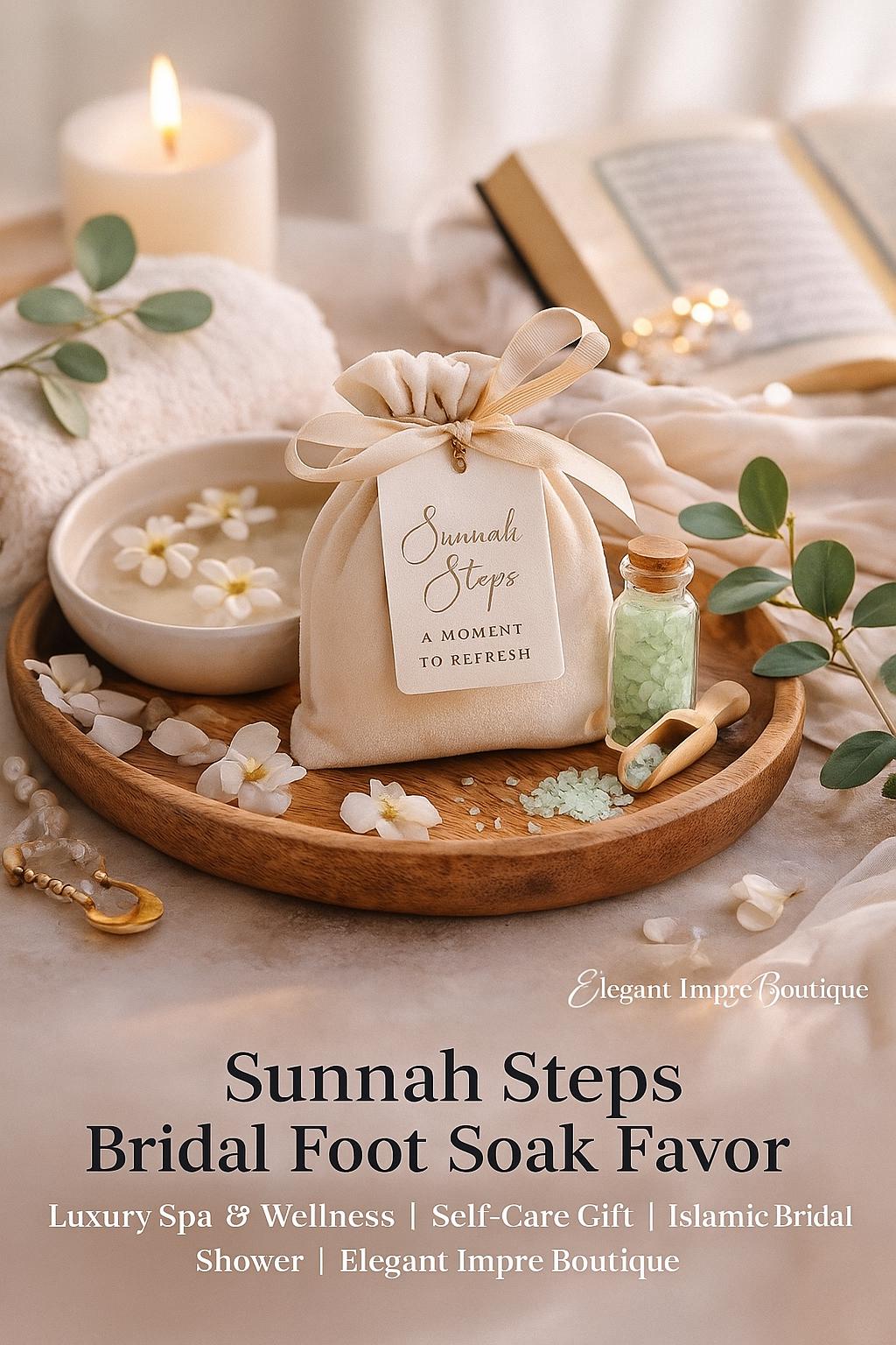 Islamic Wedding Favor: Velvet Pouch, Eucalyptus Foot Soak & Custom Tag