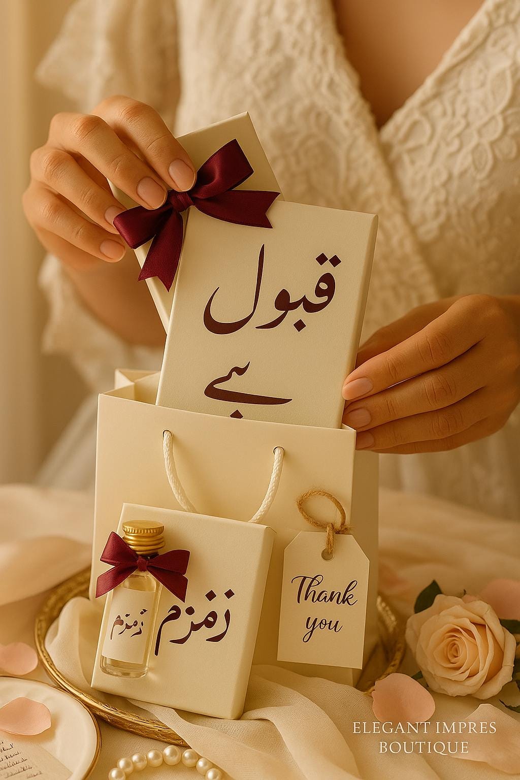 Zamzam Water Wedding Favor – Islamic “Qabool Hai” Gift Box