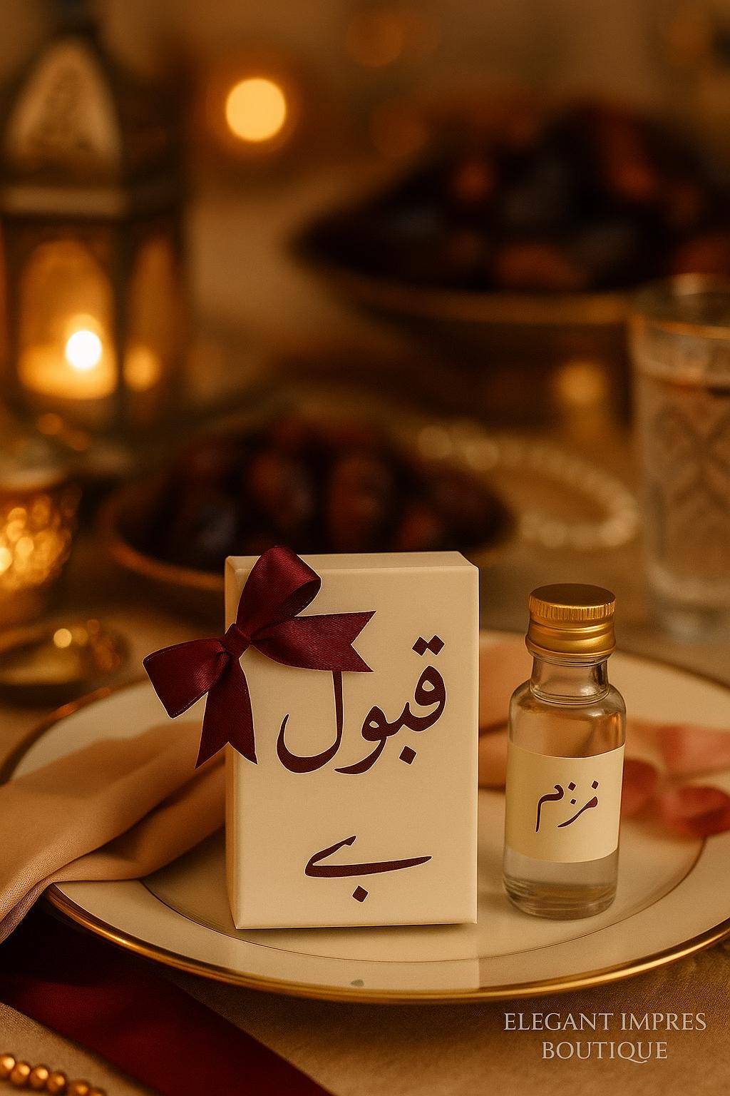 Zamzam Water Wedding Favor – Islamic “Qabool Hai” Gift Box