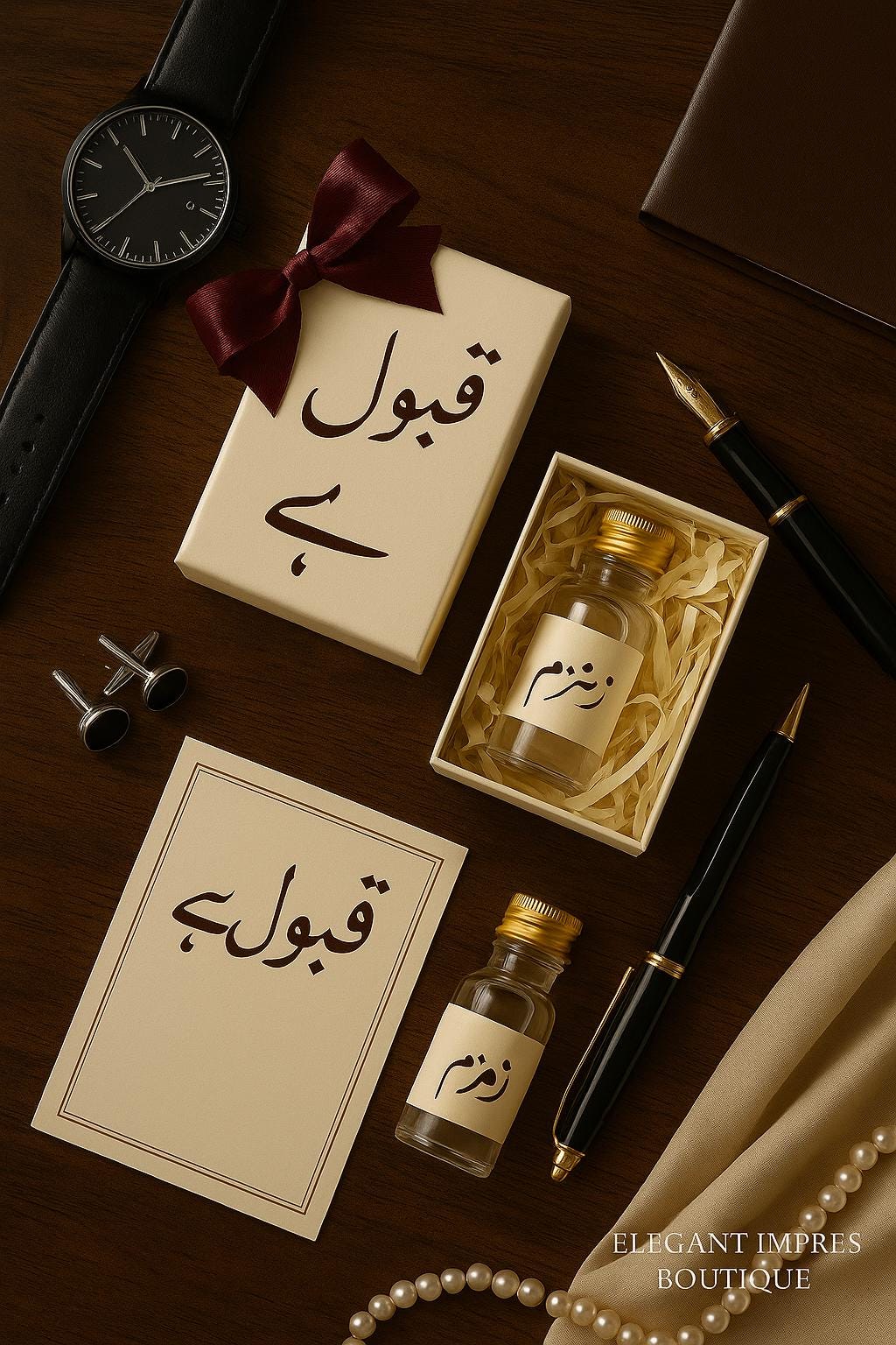 Zamzam Water Wedding Favor – Islamic “Qabool Hai” Gift Box