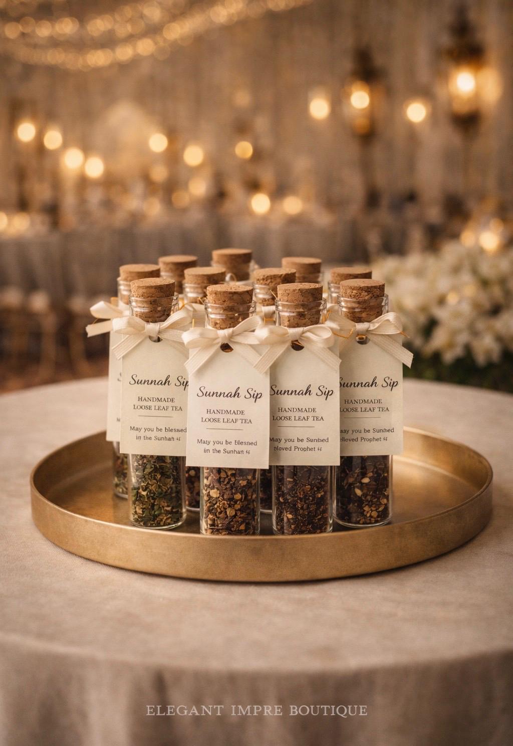 Sunnah Sip Islamic Wedding Favors (Set of 50): Halal Tea, Luxe Du’a Keepsake