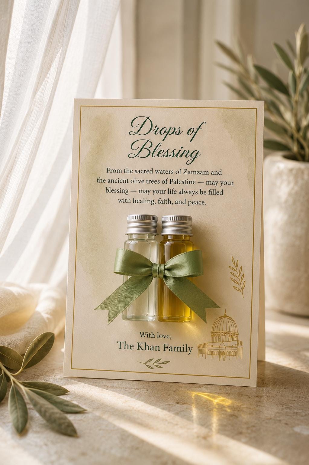 Zamzam & Olive Oil Islamic Favor: Palestinian Wedding Keepsake