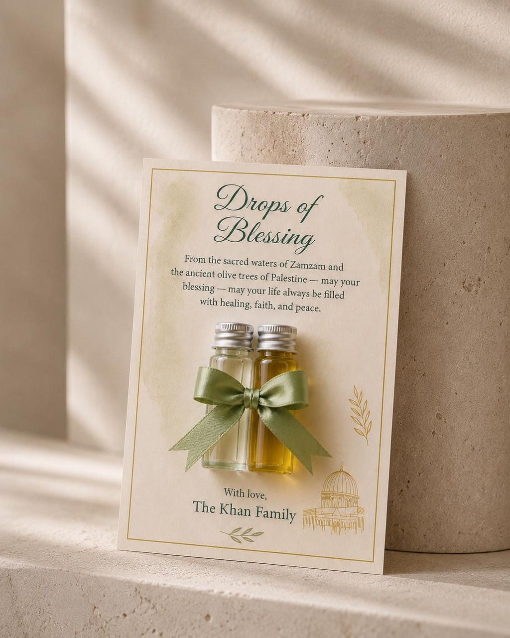 Zamzam & Olive Oil Islamic Favor: Palestinian Wedding Keepsake