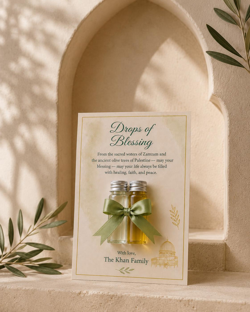 Zamzam & Olive Oil Islamic Favor: Palestinian Wedding Keepsake