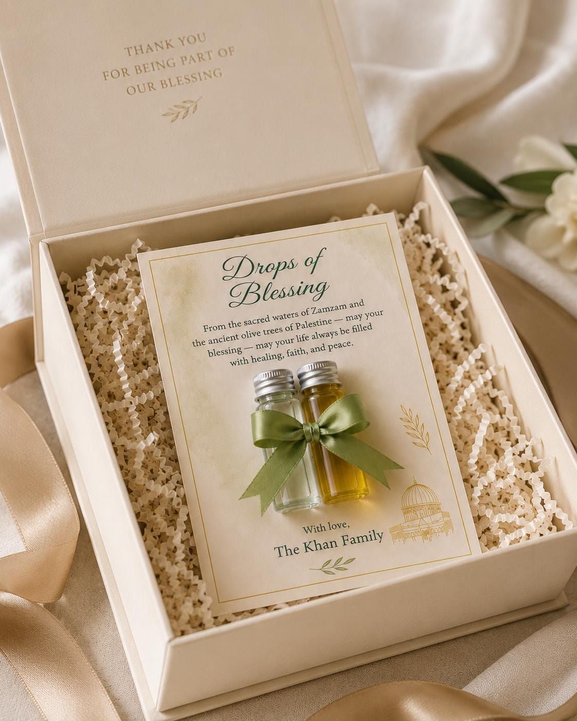 Zamzam & Olive Oil Islamic Favor: Palestinian Wedding Keepsake