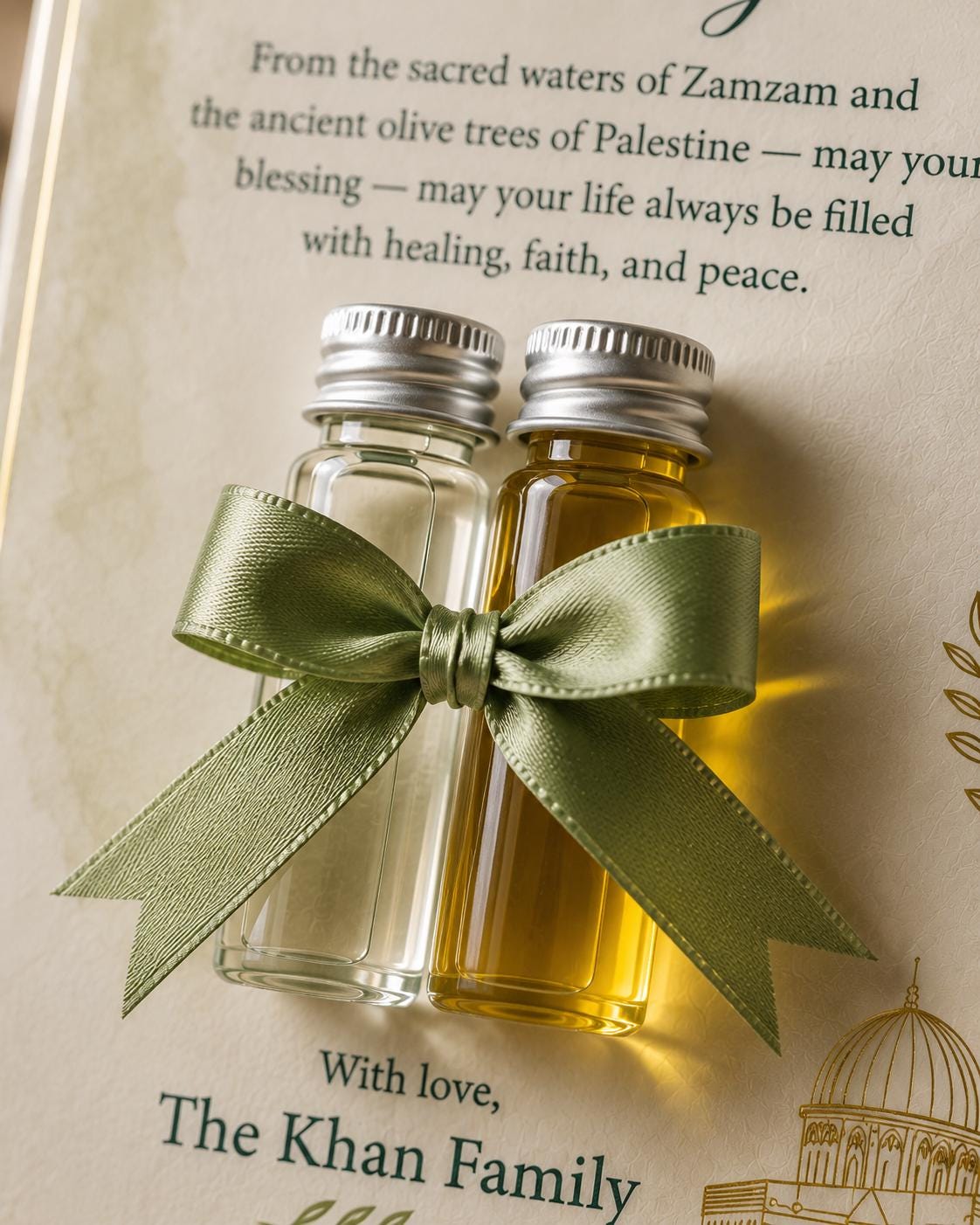 Zamzam & Olive Oil Islamic Favor: Palestinian Wedding Keepsake